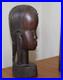 Vintage Hand Carved Mahogany Wood Sculpture African Head Statue Figure Bust MCM