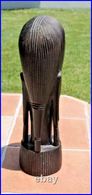 Vintage Hand Carved Mahogany Wood Sculpture African Head Statue Figure Bust MCM