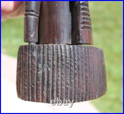 Vintage Hand Carved Mahogany Wood Sculpture African Head Statue Figure Bust MCM