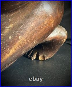 Vintage Hand Carved (Maybe Balinese) Wood Weeping Woman Sculpture 15.5 Tall