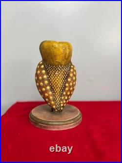 Vintage Hand-Carved Mexican Art Owl, Hand Painted Wood Sculpture Lovely piece