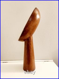 Vintage Hand Carved Mid-century Wood Sculpture Bust 26