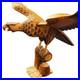 Vintage Hand Carved Natural Solid Wood Eagle Sculpture Folk Art Standing Decor