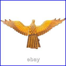 Vintage Hand Carved Natural Solid Wood Eagle Sculpture Folk Art Standing Decor Vintage Hand Carved Natural Solid Wood Eagle Sculpture Folk Art Standing Decor