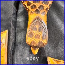 Vintage Hand Carved Natural Solid Wood Eagle Sculpture Folk Art Standing Decor