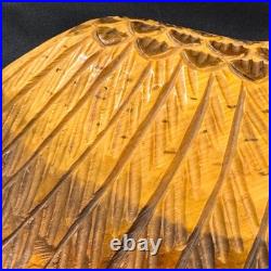 Vintage Hand Carved Natural Solid Wood Eagle Sculpture Folk Art Standing Decor