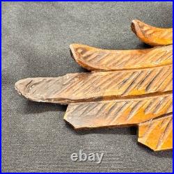 Vintage Hand Carved Natural Solid Wood Eagle Sculpture Folk Art Standing Decor