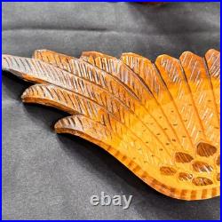 Vintage Hand Carved Natural Solid Wood Eagle Sculpture Folk Art Standing Decor