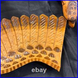 Vintage Hand Carved Natural Solid Wood Eagle Sculpture Folk Art Standing Decor