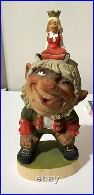 Vintage Hand Carved Norwegian 8.5 Troll With Princess