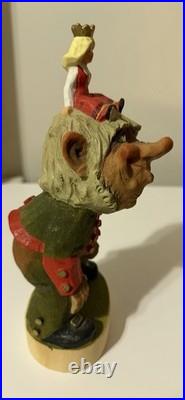Vintage Hand Carved Norwegian 8.5 Troll With Princess