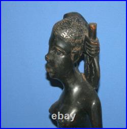 Vintage Hand Carved Nude African Woman Wood Scupture