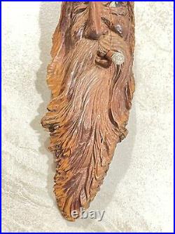 Vintage Hand Carved Old Man Wizard In A Tree Carving