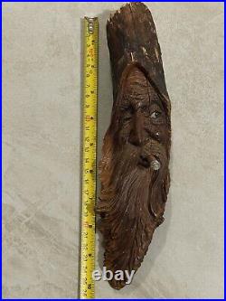 Vintage Hand Carved Old Man Wizard In A Tree Carving