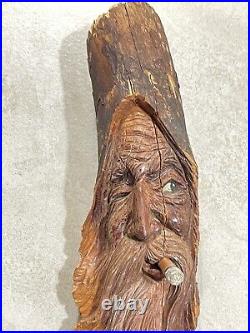 Vintage Hand Carved Old Man Wizard In A Tree Carving