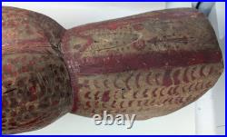 Vintage Hand Carved & Painted Alligator Head glass eyes folk art