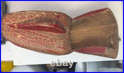 Vintage Hand Carved & Painted Alligator Head glass eyes folk art