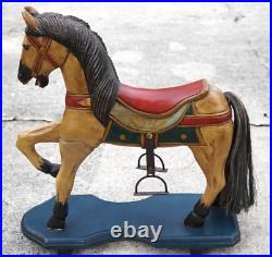 Vintage Hand Carved Painted Folk Art Wood Horse Sculpture 18 X 15