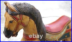 Vintage Hand Carved Painted Folk Art Wood Horse Sculpture 18 X 15