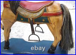 Vintage Hand Carved Painted Folk Art Wood Horse Sculpture 18 X 15