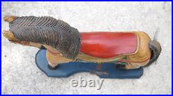 Vintage Hand Carved Painted Folk Art Wood Horse Sculpture 18 X 15