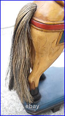 Vintage Hand Carved Painted Folk Art Wood Horse Sculpture 18 X 15