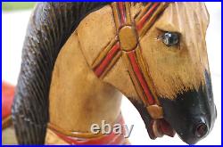 Vintage Hand Carved Painted Folk Art Wood Horse Sculpture 18 X 15