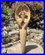 Vintage Hand Carved Painted Wood Signed Guardian Angel Religious Wall Sculpture