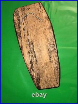 Vintage Hand Carved Saint LuciaMask Signed Wood OOAK Folk art Carving 14.5