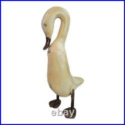 Vintage Hand Carved Standing Wood Duck Goose Sculpture Folk Art