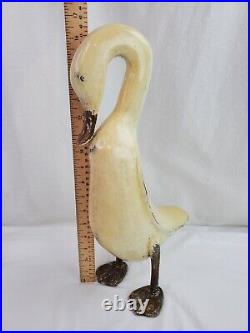 Vintage Hand Carved Standing Wood Duck Goose Sculpture Folk Art