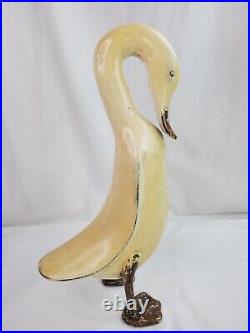 Vintage Hand Carved Standing Wood Duck Goose Sculpture Folk Art