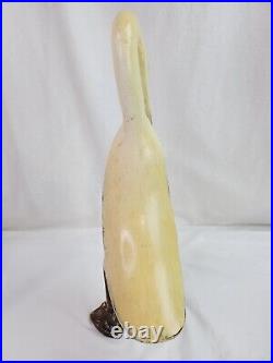 Vintage Hand Carved Standing Wood Duck Goose Sculpture Folk Art