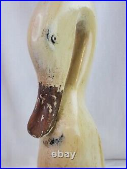 Vintage Hand Carved Standing Wood Duck Goose Sculpture Folk Art