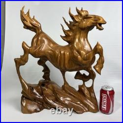 Vintage Hand Carved Teak Root Dynamic Trotting Horse Sculpture Statue 20T 12lbs