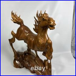 Vintage Hand Carved Teak Root Dynamic Trotting Horse Sculpture Statue 20T 12lbs