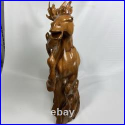 Vintage Hand Carved Teak Root Dynamic Trotting Horse Sculpture Statue 20T 12lbs