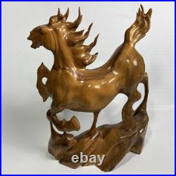 Vintage Hand Carved Teak Root Dynamic Trotting Horse Sculpture Statue 20T 12lbs