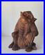 Vintage Hand Carved Teak Wood Monkey Ape Sculpture 12.5 Tall