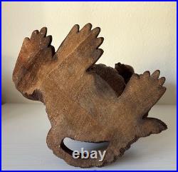 Vintage Hand Carved Teak Wood Monkey Ape Sculpture 12.5 Tall