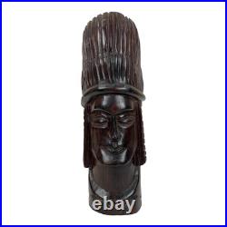 Vintage Hand Carved Tribal Wood Sculpture Bust Brazil 13.5 Folk Art OOAK