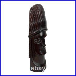 Vintage Hand Carved Tribal Wood Sculpture Bust Brazil 13.5 Folk Art OOAK