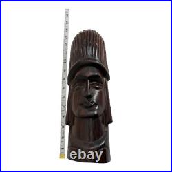 Vintage Hand Carved Tribal Wood Sculpture Bust Brazil 13.5 Folk Art OOAK
