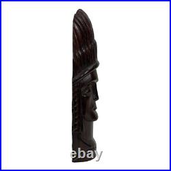 Vintage Hand Carved Tribal Wood Sculpture Bust Brazil 13.5 Folk Art OOAK
