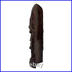 Vintage Hand Carved Tribal Wood Sculpture Bust Brazil 13.5 Folk Art OOAK