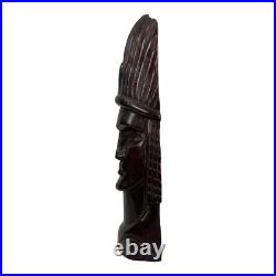 Vintage Hand Carved Tribal Wood Sculpture Bust Brazil 13.5 Folk Art OOAK