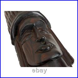 Vintage Hand Carved Tribal Wood Sculpture Bust Brazil 13.5 Folk Art OOAK