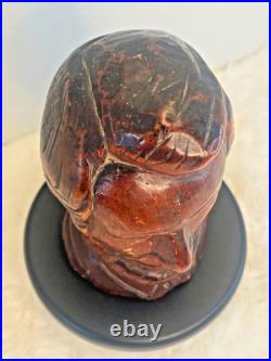 Vintage Hand Carved Wood Abraham Lincoln Bust Signed DK Folk Art Sculpture