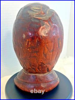 Vintage Hand Carved Wood Abraham Lincoln Bust Signed DK Folk Art Sculpture