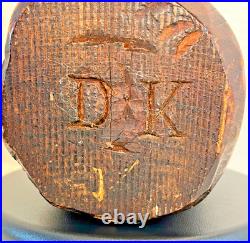 Vintage Hand Carved Wood Abraham Lincoln Bust Signed DK Folk Art Sculpture